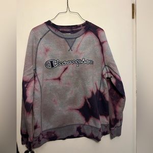 Custom bleach dyed Champion crewneck